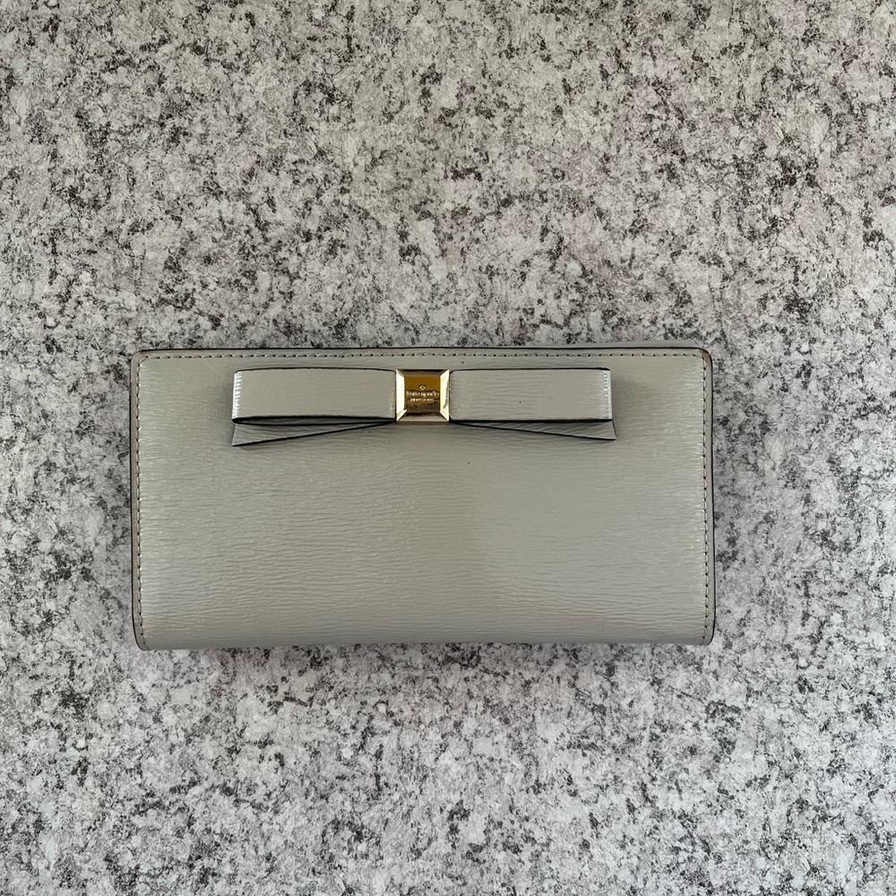 Gray Kate Spade Slim Bow Wallet